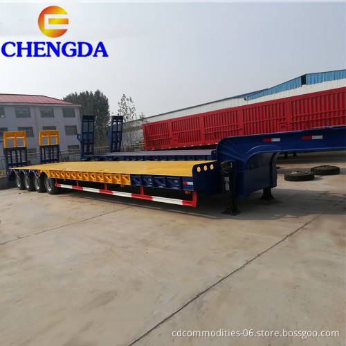 Extendable 4 Axle 60 80 Ton Heavy Duty And Equipment Steel Standard Lowbed Semi trailer For Sale